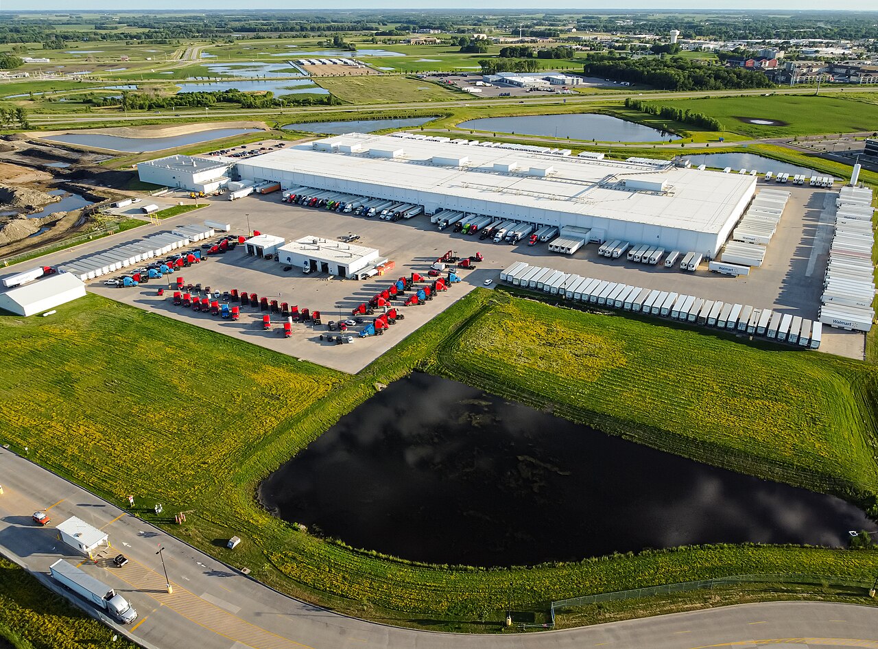 Aerial view of Walmart’s distribution center in Mankato, Minnesota